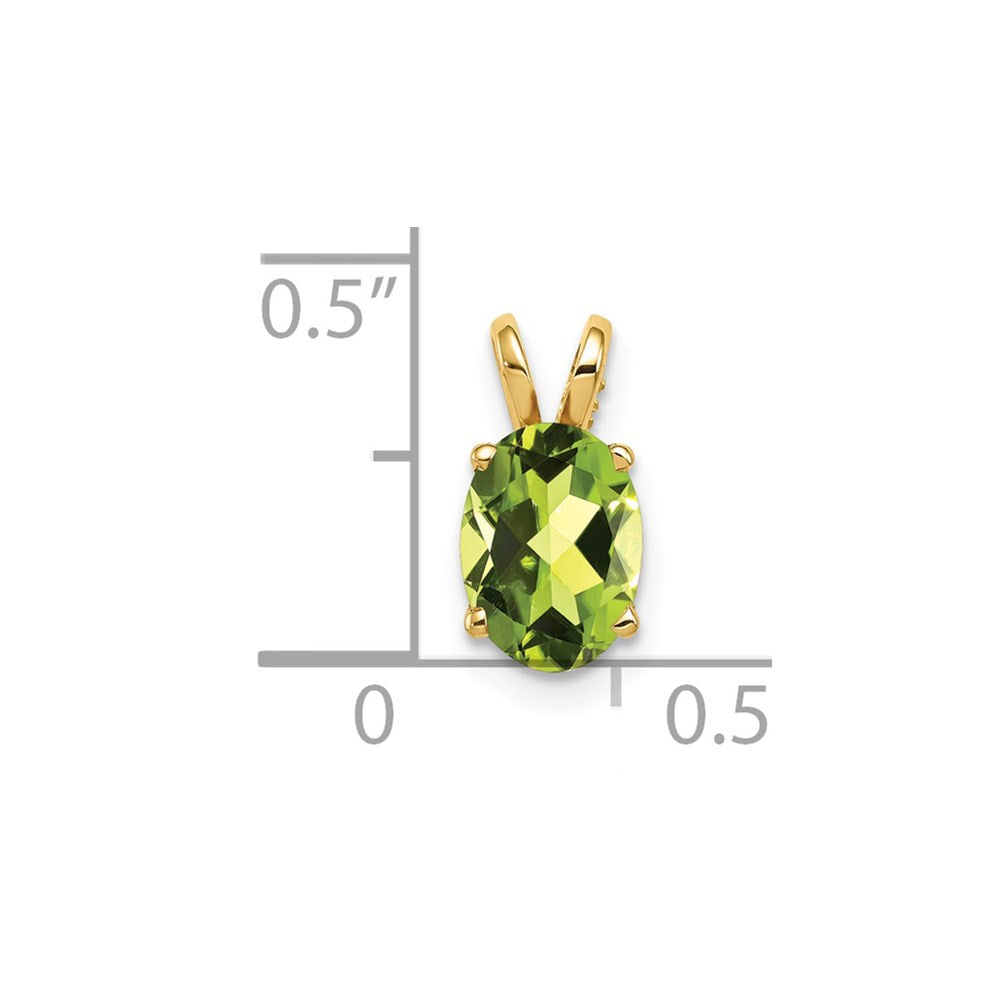 14K Gelbgold Anhänger mit ovalem Peridot im Schachbrettschliff, 8x6 mm