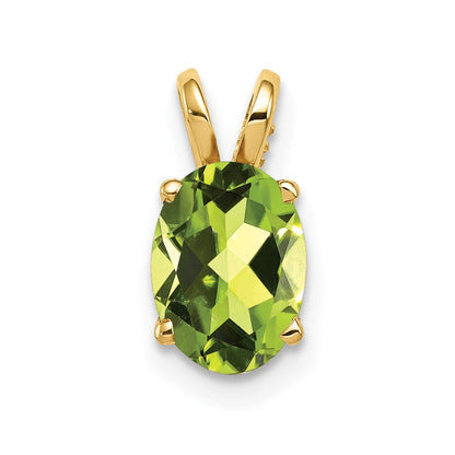 14K Gelbgold Anhänger mit ovalem Peridot im Schachbrettschliff, 8x6 mm
