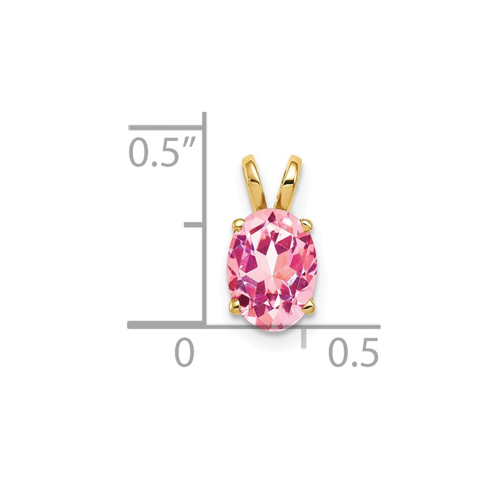 14k Gelbgold Anhänger mit ovalem rosafarbenem Turmalin, 8x6 mm