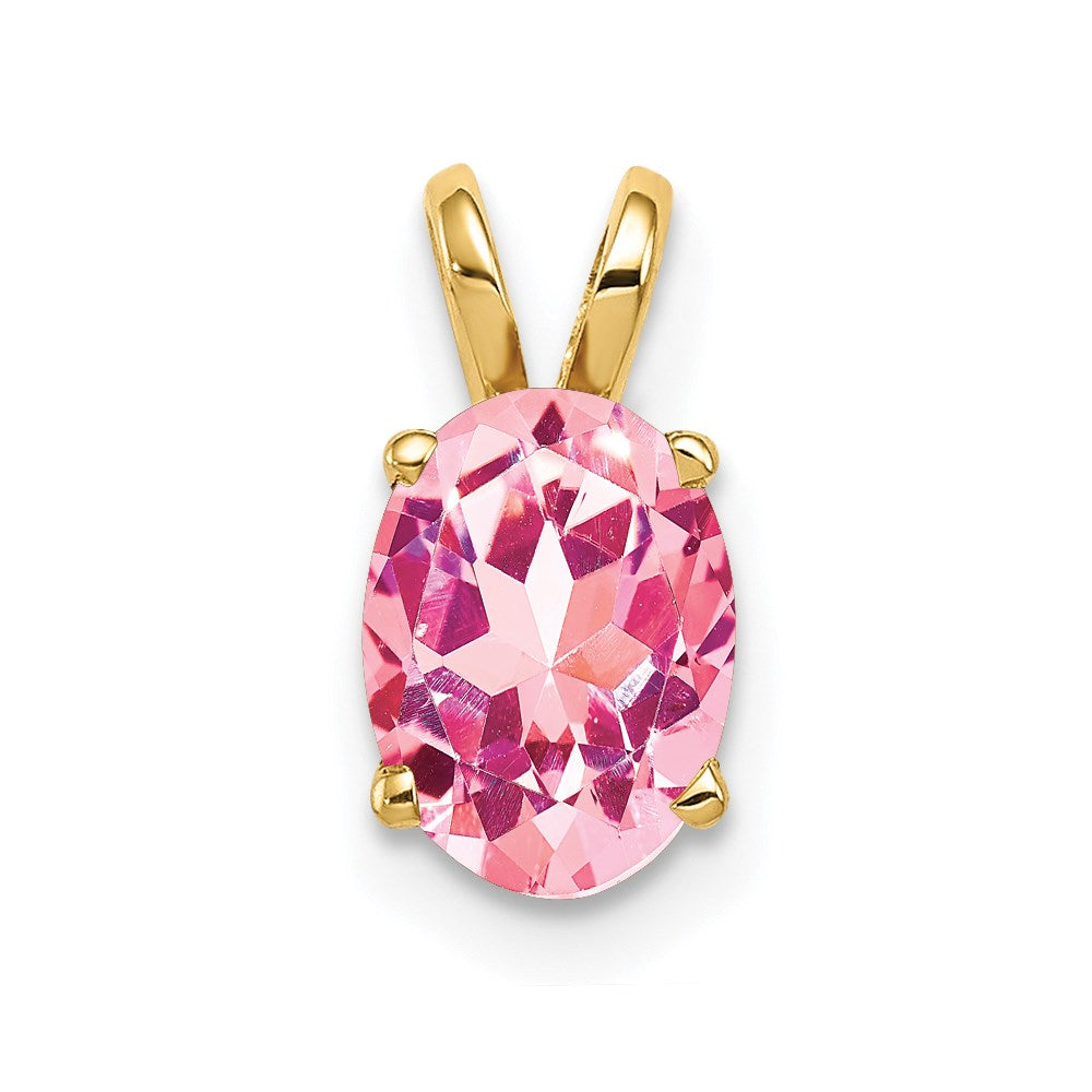 14k Gelbgold Anhänger mit ovalem rosafarbenem Turmalin, 8x6 mm