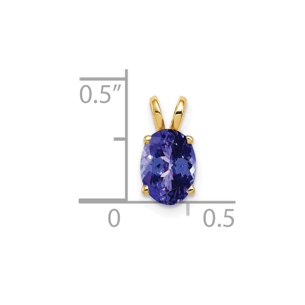 14K Gelbgold Anhänger mit ovalem Tansanit, 8x6mm