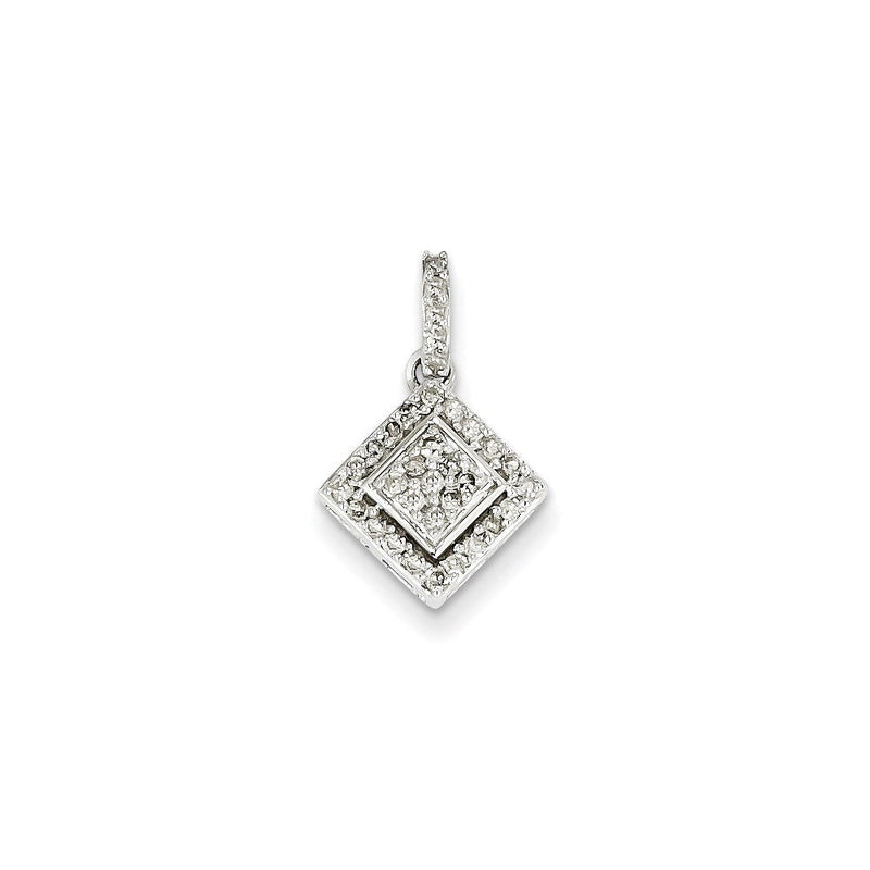 14K Weißgold Anhänger mit echten Diamanten und Cluster-Fassung