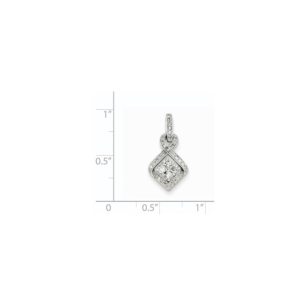 14K Weißgold Anhänger mit echtem Diamant und Cluster