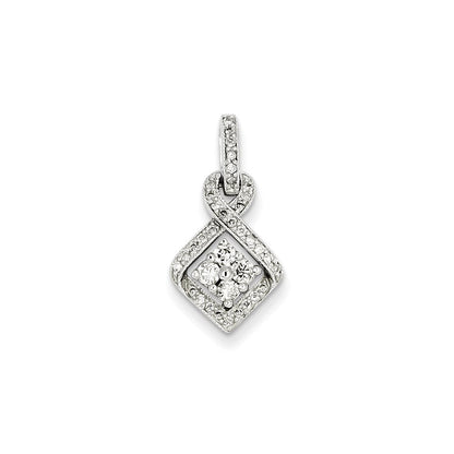 14K Weißgold Anhänger mit echtem Diamant und Cluster