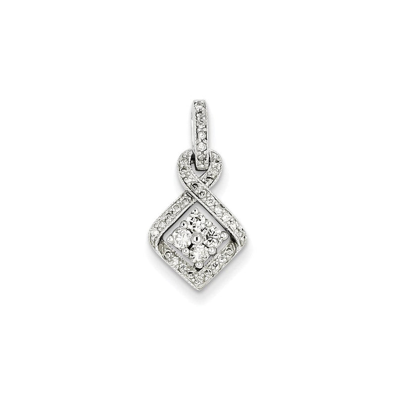 14K Weißgold Anhänger mit echtem Diamant und Cluster