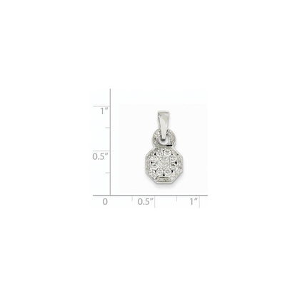 14K Weißgold Anhänger mit echtem Diamant
