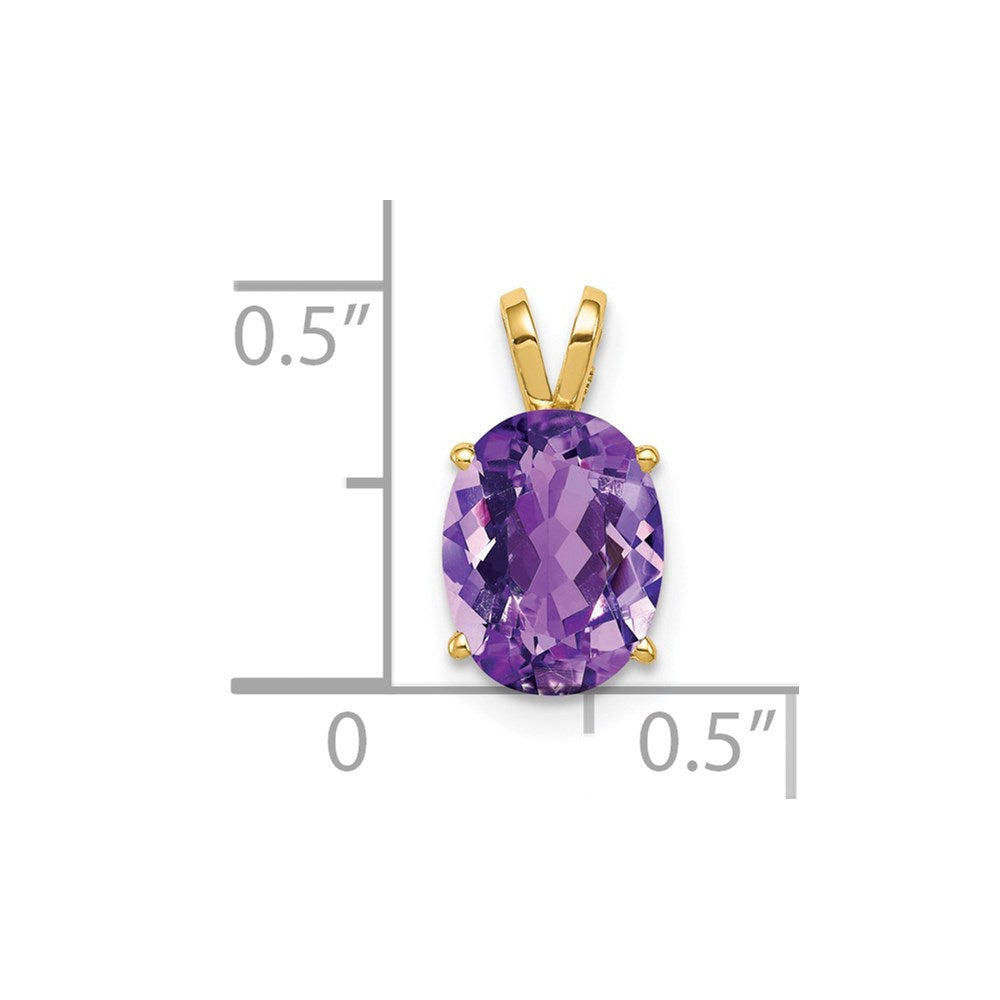 14K Gelbgold Anhänger mit ovalem Amethyst im Schachbrettschliff, 9x7 mm