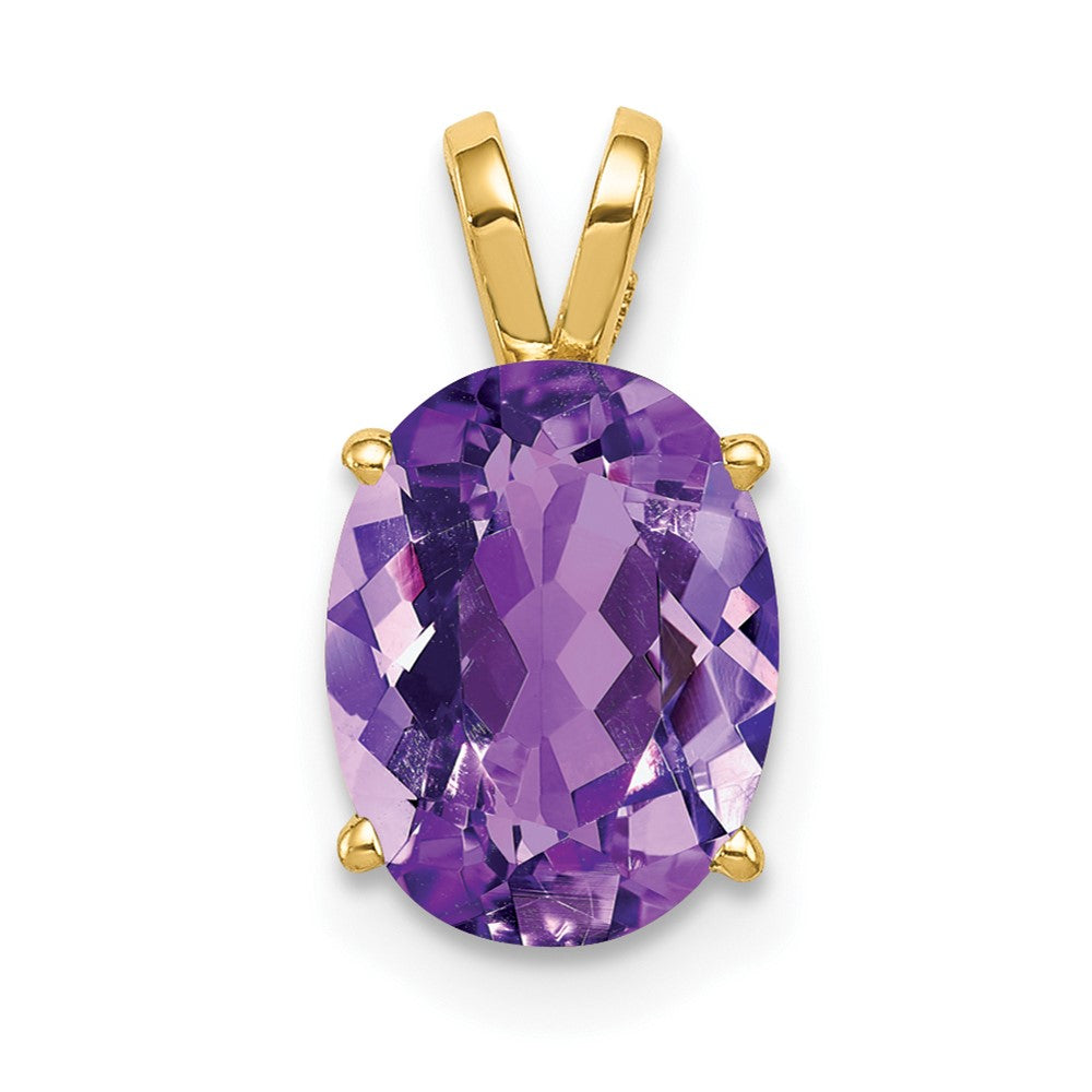 14K Gelbgold Anhänger mit ovalem Amethyst, 9x7mm