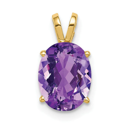 14K Gelbgold Anhänger mit ovalem Amethyst im Schachbrettschliff, 9x7 mm