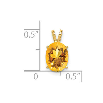 14K Gelbgold Anhänger mit ovalem Citrin, 9x7mm