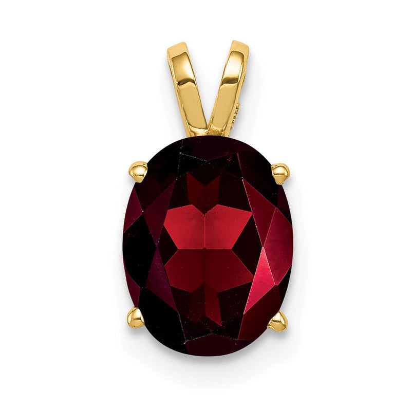 14K Gelbgold Anhänger mit ovalem Granat, 9x7mm