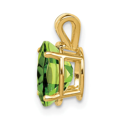 14K Gelbgold Anhänger mit ovalem Peridot 9x7mm
