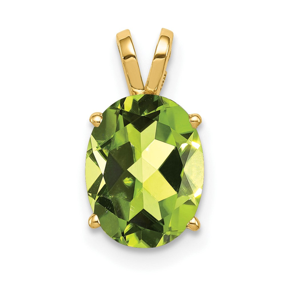 14K Gelbgold Anhänger mit ovalem Peridot 9x7mm