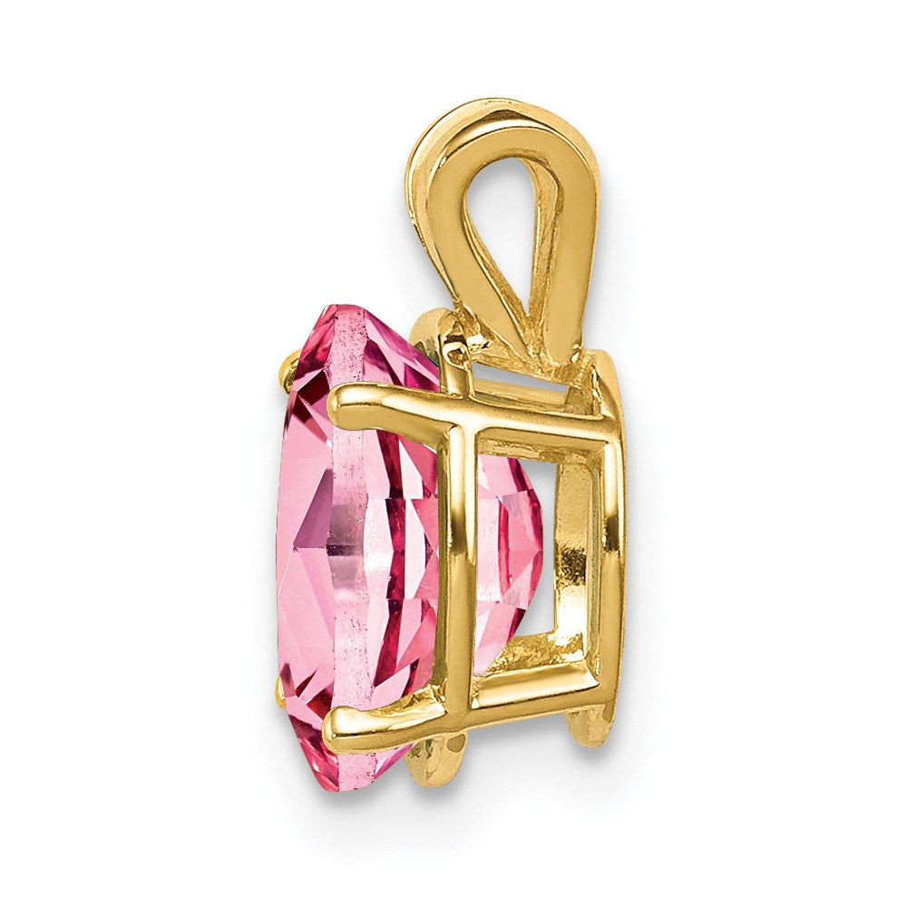 14K Gelbgold Anhänger mit ovalem rosafarbenem Turmalin, 9x7mm