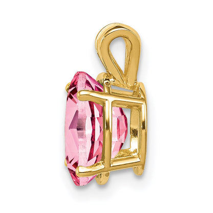 14K Gelbgold Anhänger mit ovalem rosafarbenem Turmalin, 9x7mm