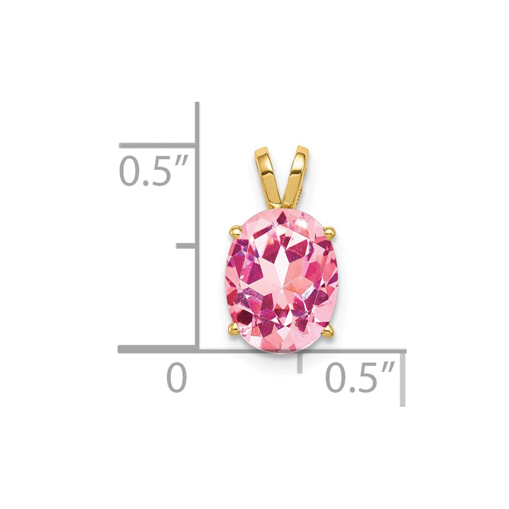 14K Gelbgold Anhänger mit ovalem rosafarbenem Turmalin, 9x7mm