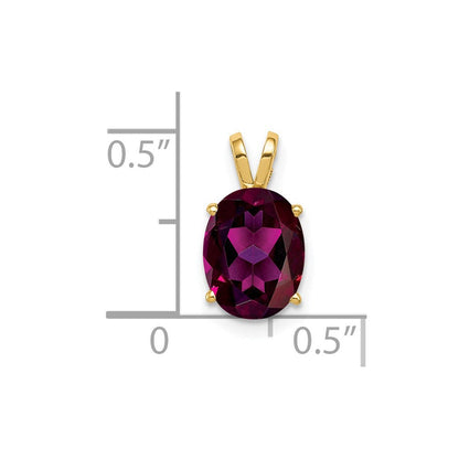 14K Gelbgold Anhänger mit ovalem Rhodolith-Granat, 9x7 mm