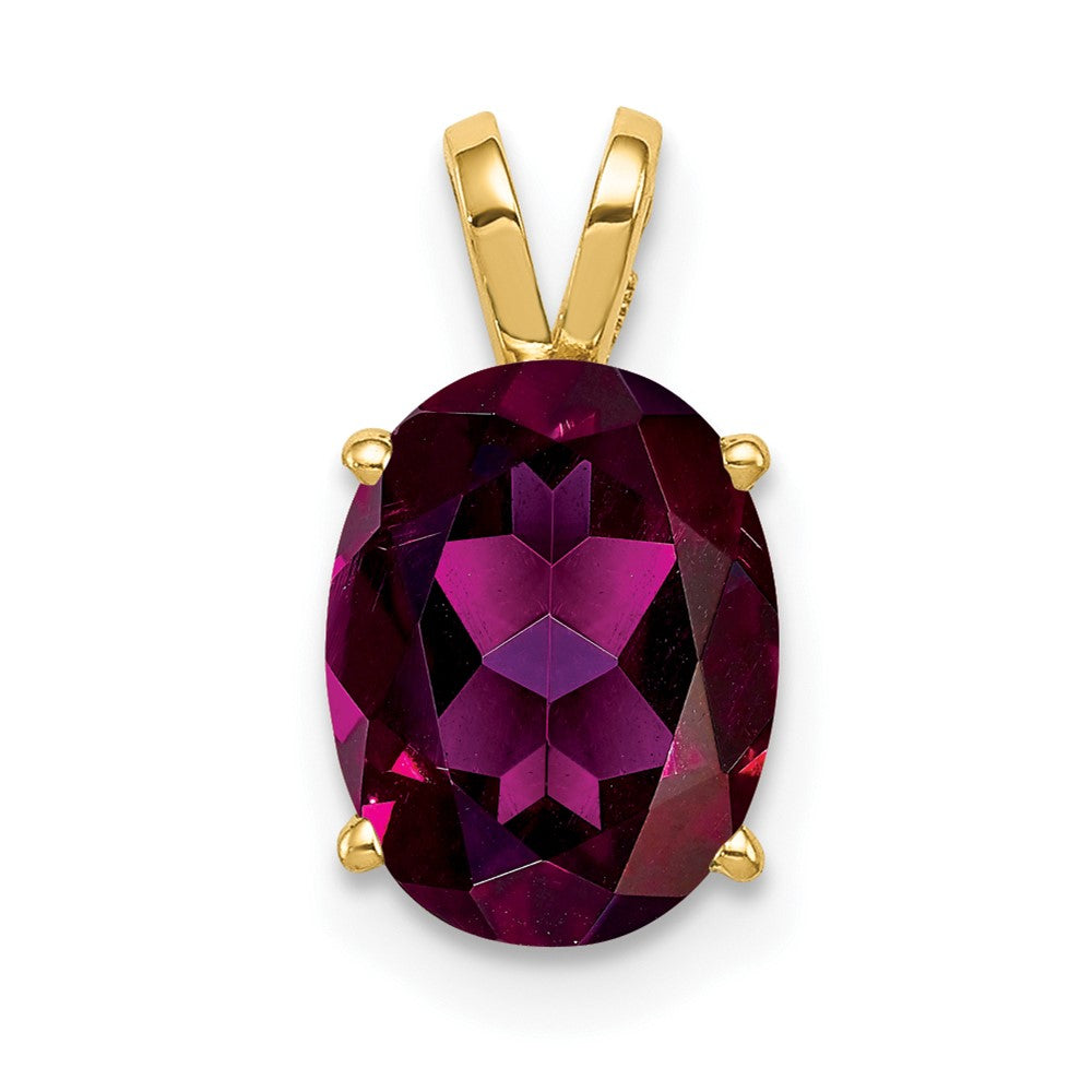 14K Gelbgold Anhänger mit ovalem Rhodolith-Granat, 9x7 mm