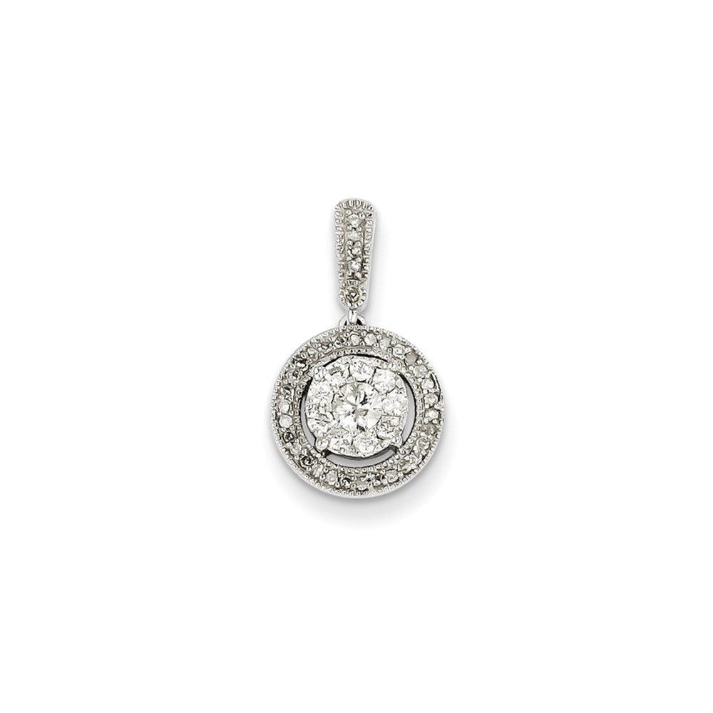 14K Weißgold Anhänger mit rundem echten Diamanten