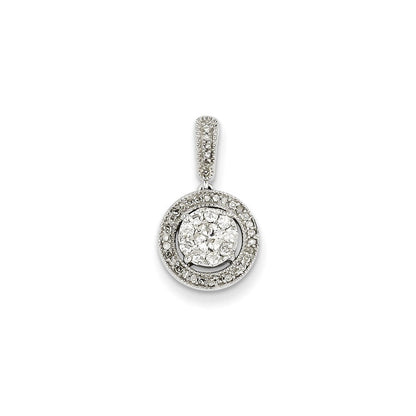 14K Weißgold Anhänger mit rundem echten Diamanten