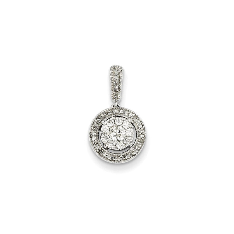14K Weißgold Anhänger mit rundem echten Diamanten
