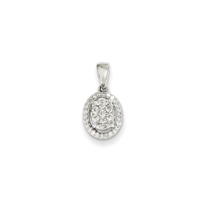 14K Weißgold Ovaler Anhänger mit echtem Diamant
