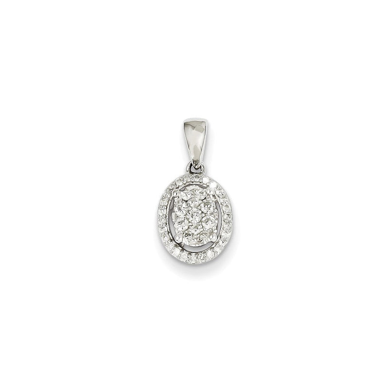14K Weißgold Ovaler Anhänger mit echtem Diamant