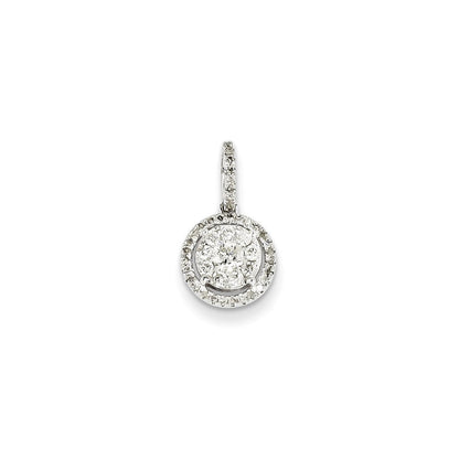 14K Weißgold Runder Anhänger mit echtem Diamant