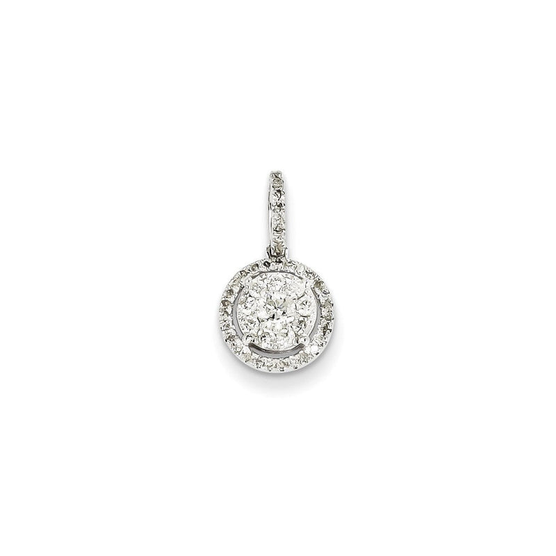 14K Weißgold Runder Anhänger mit echtem Diamant