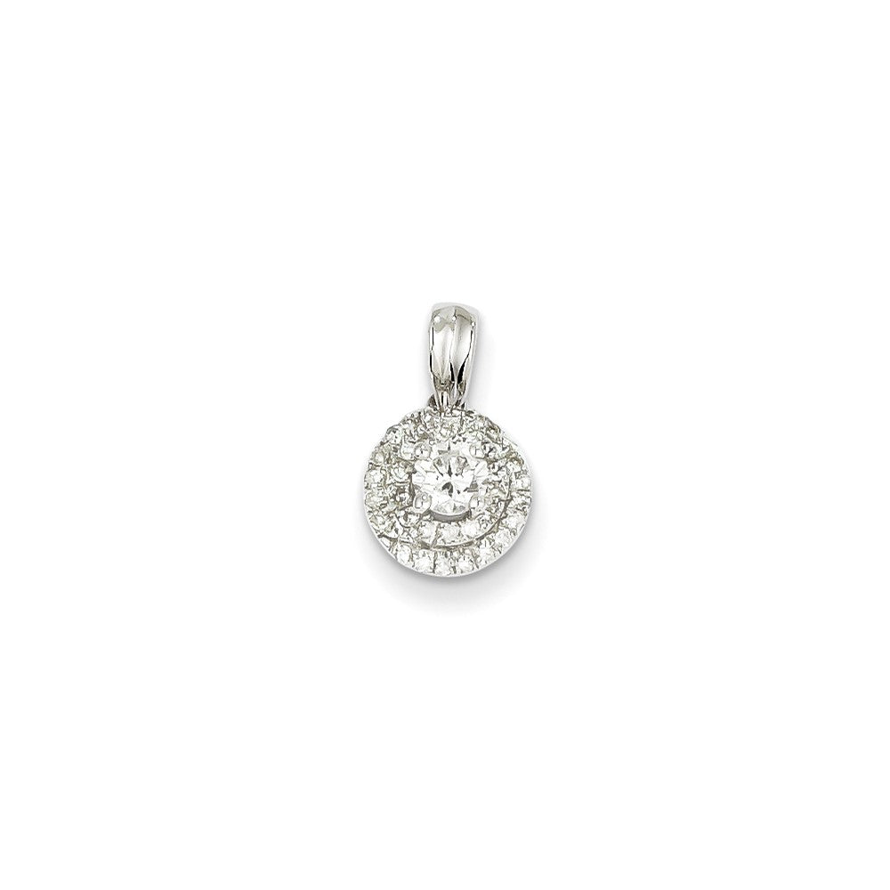 14K Weißgold Anhänger mit rundem echtem Diamant