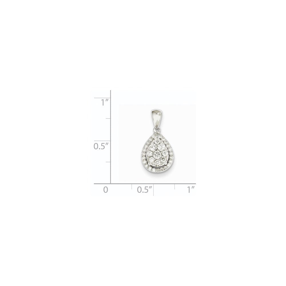14K Weißgold Anhänger in Tropfenform mit echtem Diamant