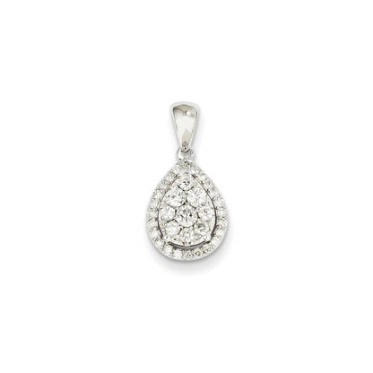 14K Weißgold Anhänger in Tropfenform mit echtem Diamant