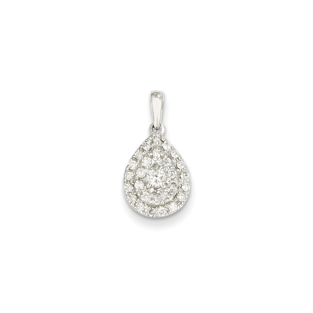 14K Weißgold Echtdiamant-Tropfenanhänger