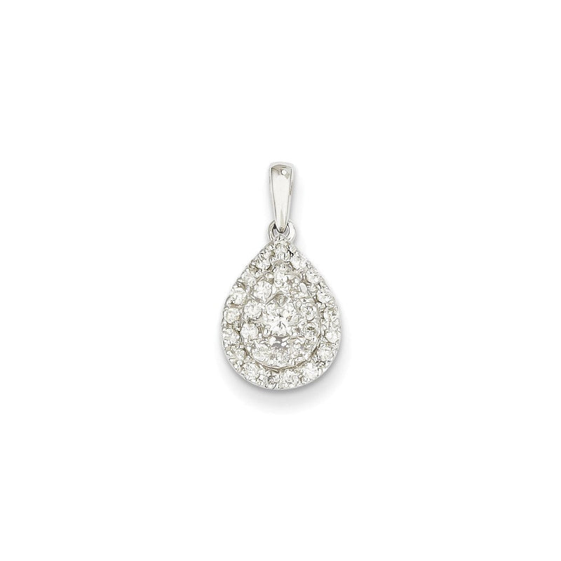 14K Weißgold Echtdiamant-Tropfenanhänger
