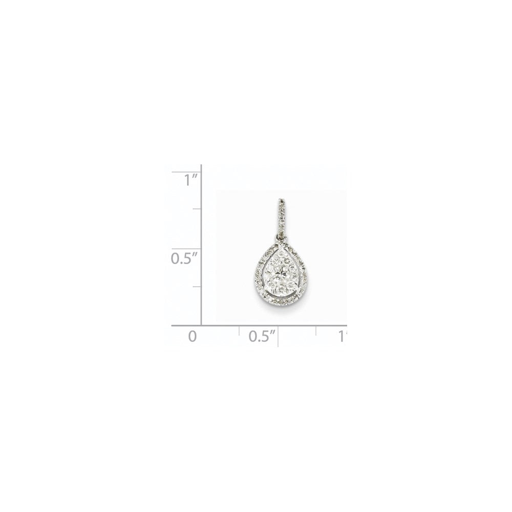 Anhänger aus 14K Weißgold mit echtem Diamanten in Birnenform