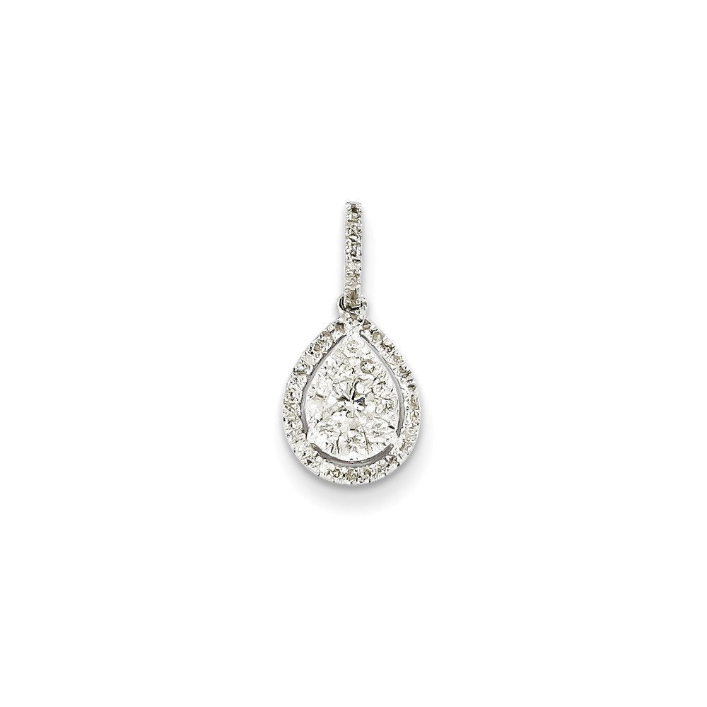 Anhänger aus 14K Weißgold mit echtem Diamanten in Birnenform