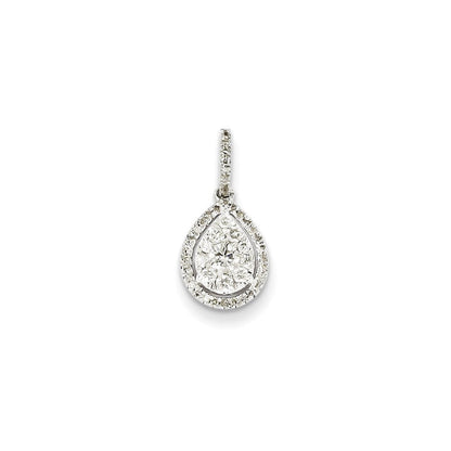 Anhänger aus 14K Weißgold mit echtem Diamanten in Birnenform