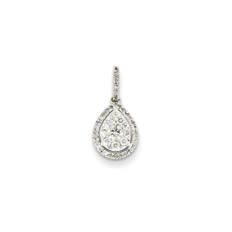 Anhänger aus 14K Weißgold mit echtem Diamanten in Birnenform