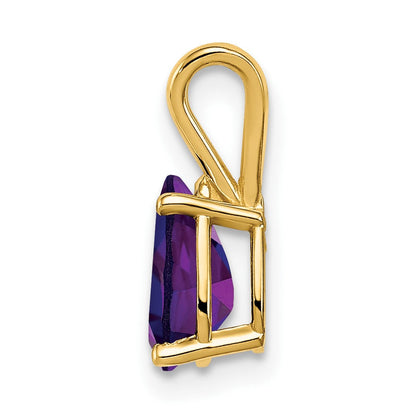 14K Gelbgold 8x5 mm Birnenschliff-Amethyst Schachbrettschliff-Anhänger