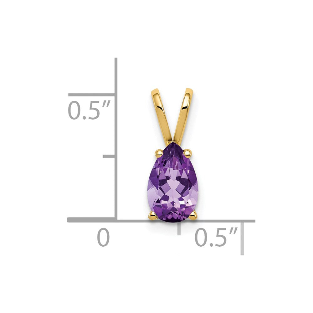 14K Gelbgold 8x5 mm Birnenschliff-Amethyst Schachbrettschliff-Anhänger