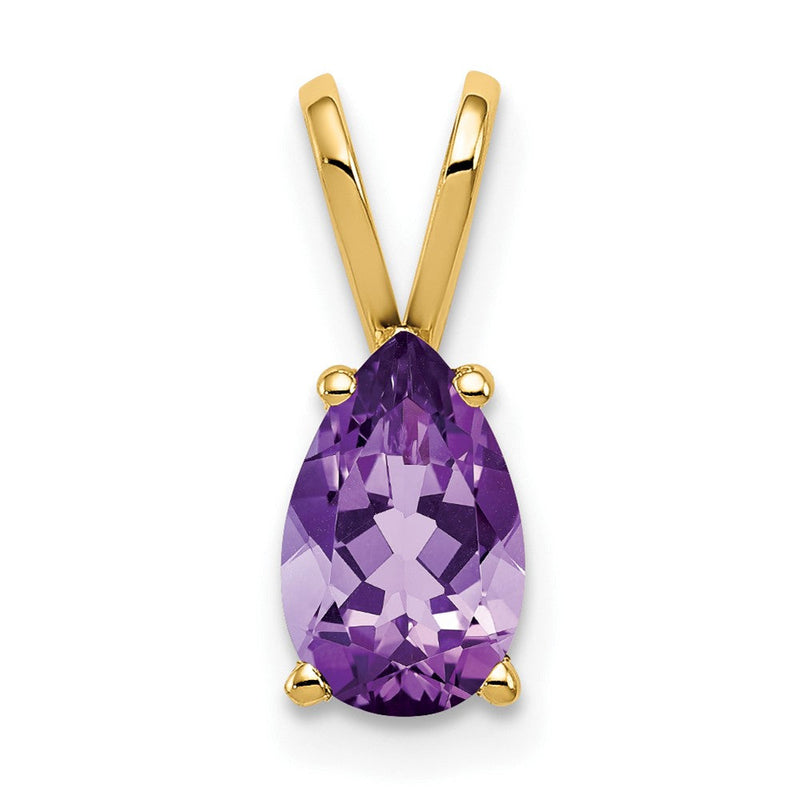 14K Gelbgold Anhänger mit birnenförmigem Amethyst, 8x5 mm