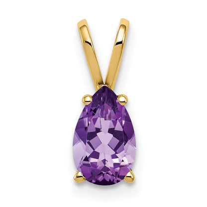 14K Gelbgold 8x5 mm Birnenschliff-Amethyst Schachbrettschliff-Anhänger