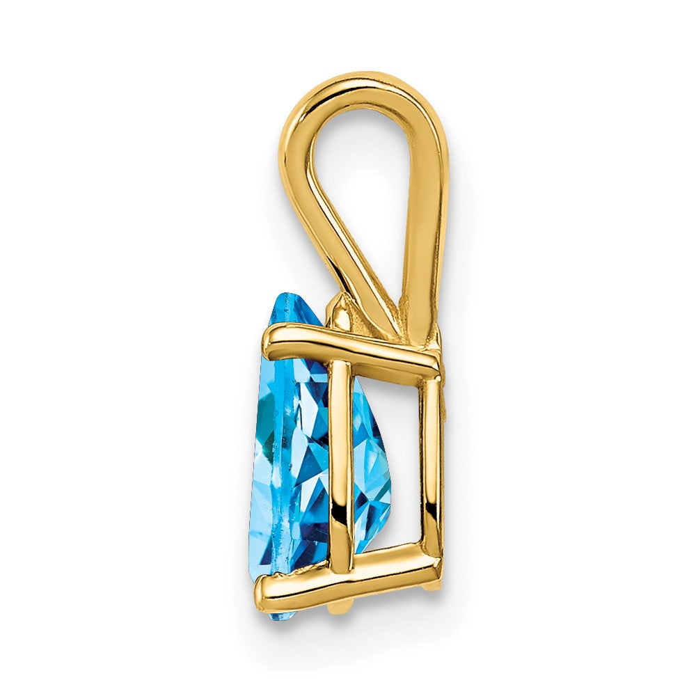 14K Gelbgold Anhänger mit Blauem Topas im Karo-Schliff, birnenförmig, 8x5 mm