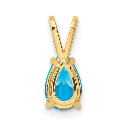 14K Gelbgold Anhänger mit Blauem Topas im Karo-Schliff, birnenförmig, 8x5 mm