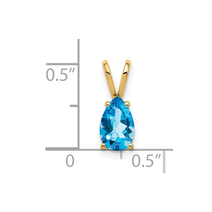 14K Gelbgold Anhänger mit Blauem Topas im Karo-Schliff, birnenförmig, 8x5 mm