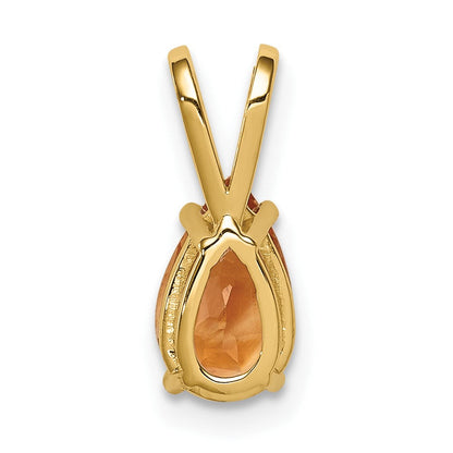 14K Gelbgold Anhänger mit 8x5 mm Citrin im Tropfen-Schachbrettschliff