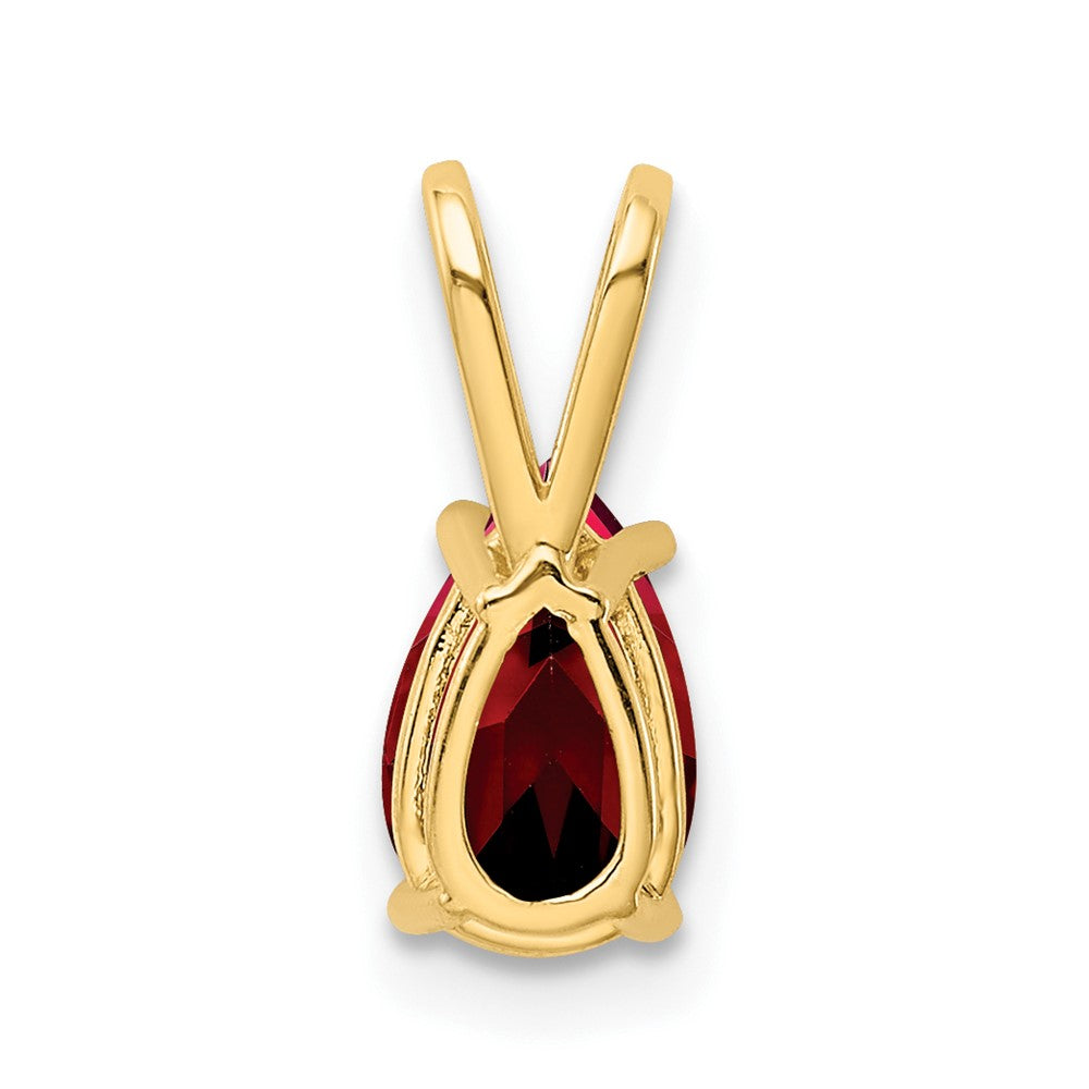 14K Gelbgold 8x5 mm Birnenschliff-Granat Checkerschliff-Anhänger