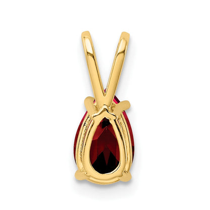 14K Gelbgold 8x5 mm Birnenschliff-Granat Checkerschliff-Anhänger