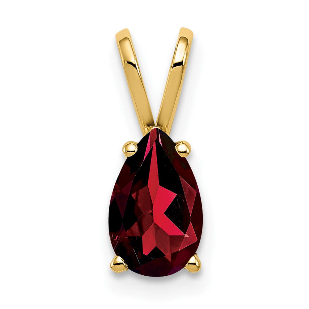 14K Gelbgold 8x5 mm Birnenschliff-Granat Checkerschliff-Anhänger