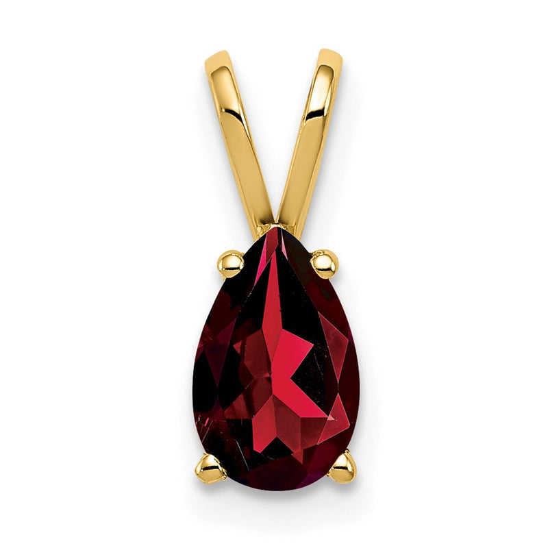 14K Gelbgold Anhänger mit birnenförmigem Granat (8x5mm)